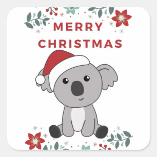 コアラのクリスマス雪の冬の動物コアラ スクエアシール
