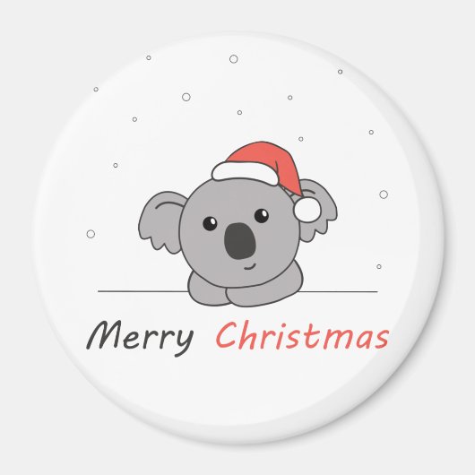 コアラのクリスマス雪の冬の動物コアラ マグネット (正面)