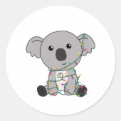 コアラのクリスマス雪の冬の動物コアラ ラウンドシール (正面)