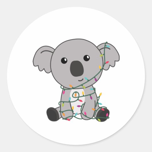 コアラのクリスマス雪の冬の動物コアラ ラウンドシール (正面)