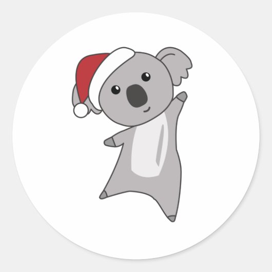 コアラのクリスマス雪の冬の動物コアラ ラウンドシール (正面)