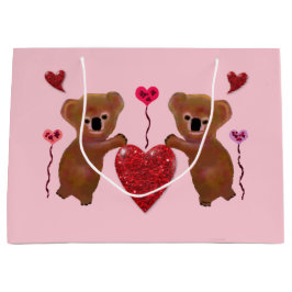 コアラのハートのギフトバッグ ラージペーパーバッグ