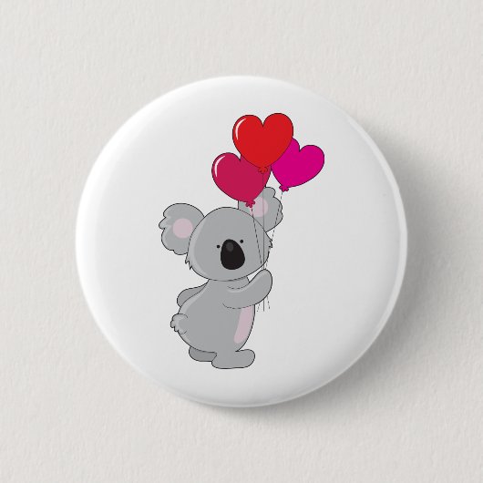 コアラのハートの気球 缶バッジ (正面)