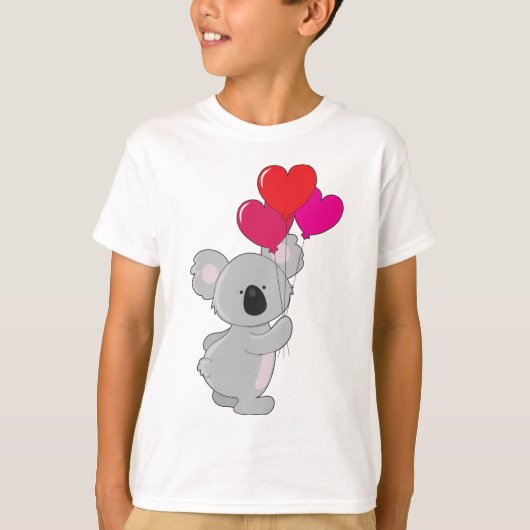 コアラのハートの気球 Tシャツ (正面)