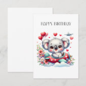 コアラのパイロット 誕生日 サンキューカード (正面/裏面)