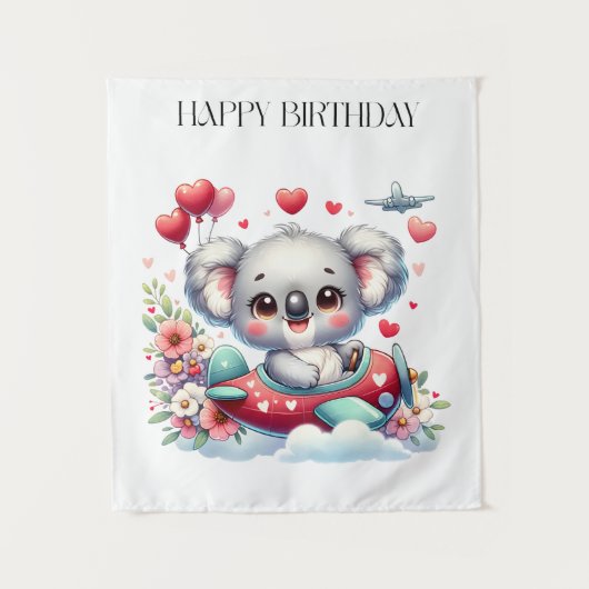 コアラのパイロット 誕生日 タペストリー (正面)