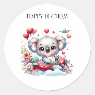 コアラのパイロット 誕生日 ラウンドシール