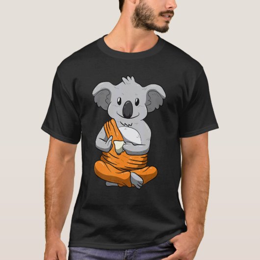 コアラの仏陀 紅茶 禅 ヨガ 瞑想 Tシャツ (正面)