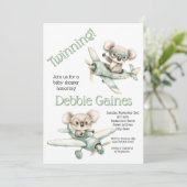 コアラの双子ベビーシャワー招待状|男女兼用 招待状 (スタンド正面)