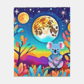 コアラの月夜 フリースブランケット (正面)