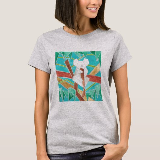コアラの樹上アブストラクトアート Tシャツ (正面)