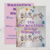 コアラの水彩画 ベビーシャワー 招待状 ガールズ (正面/裏面)