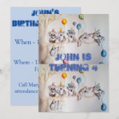 コアラの水彩画 誕生日おめでとうカード 招待状 (正面/裏面)