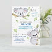 コアラの男の子の誕生日招待状（年齢不問） 招待状 (スタンド正面)