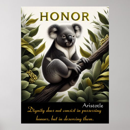 コアラの穏やかな滝の花を見守る ポスター (正面)