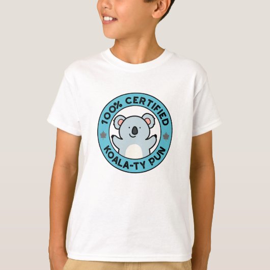 コアラの駄洒落100%認定 Tシャツ (正面)