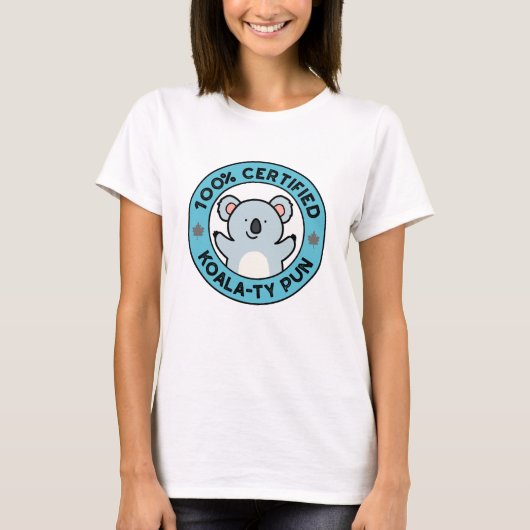 コアラの駄洒落100％認証 Tシャツ (正面)