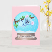 コアラは可愛いスノーグローブピンクガーリー色 カード (黄色い花)