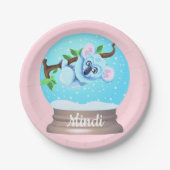 コアラは可愛いスノーグローブピンクガーリー色 ペーパープレート (正面)