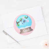 コアラは可愛いスノーグローブピンクガーリー色 ラウンドシール (封筒)