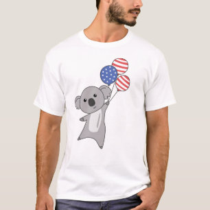 コアラは7月4日に風船で飛ぶアメリカ人 Tシャツ