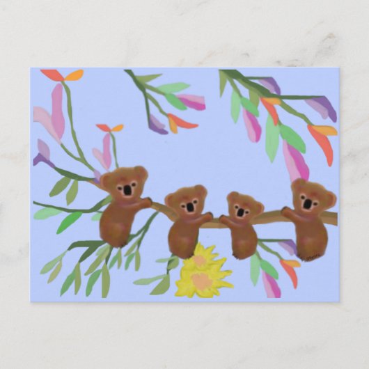 コアラぶら下がったスのアウト ポストカード (正面)