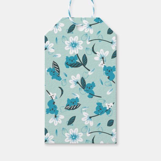 コアラよくはしゃぐ柄かわいい動物と自然アート ギフトタグ (正面)