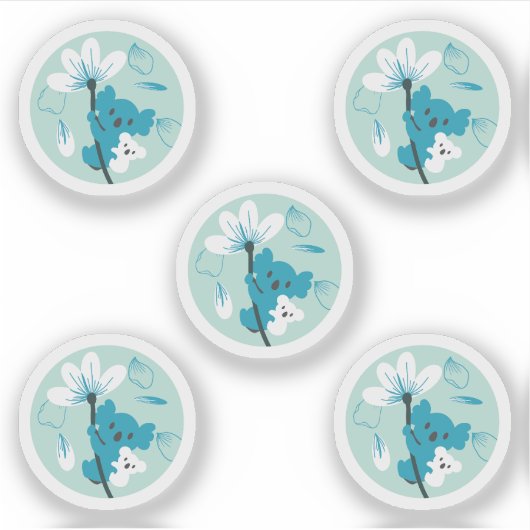 コアラよくはしゃぐ柄かわいい動物と自然アート シール (正面)