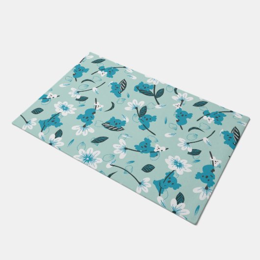 コアラよくはしゃぐ柄かわいい動物と自然アート ドアマット (アングル)