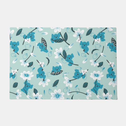 コアラよくはしゃぐ柄かわいい動物と自然アート ドアマット (正面)