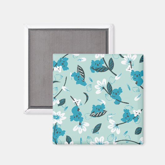 コアラよくはしゃぐ柄かわいい動物と自然アート マグネット (正面/裏面)