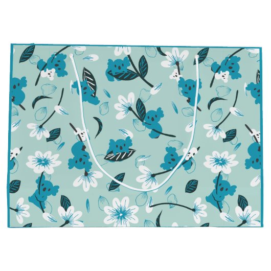 コアラよくはしゃぐ柄かわいい動物と自然アート ラージペーパーバッグ (裏面)