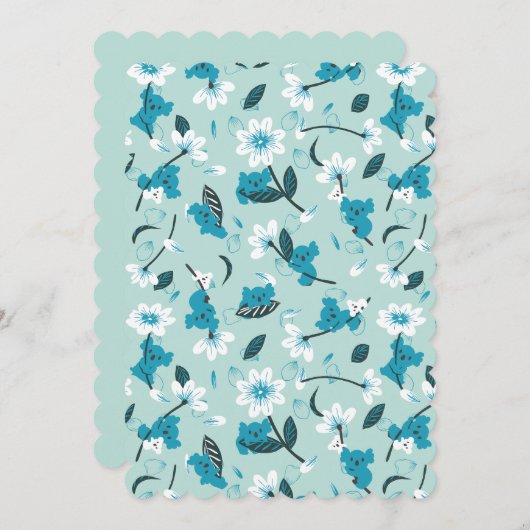 コアラよくはしゃぐ柄かわいい動物と自然アート 招待状 (正面/裏面)