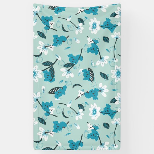 コアラよくはしゃぐ柄かわいい動物と自然アート 横断幕 (縦)