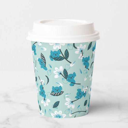 コアラよくはしゃぐ柄かわいい動物と自然アート 紙コップ (左)