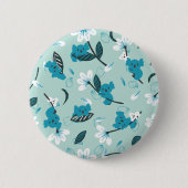 コアラよくはしゃぐ柄かわいい動物と自然アート 缶バッジ (正面)