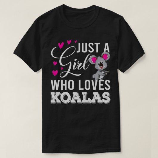 コアラを愛する女の子 Tシャツ (デザイン正面)