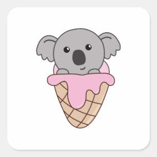 コアラインアイスクリームコーンアイスクリームかわいいコアラス スクエアシール