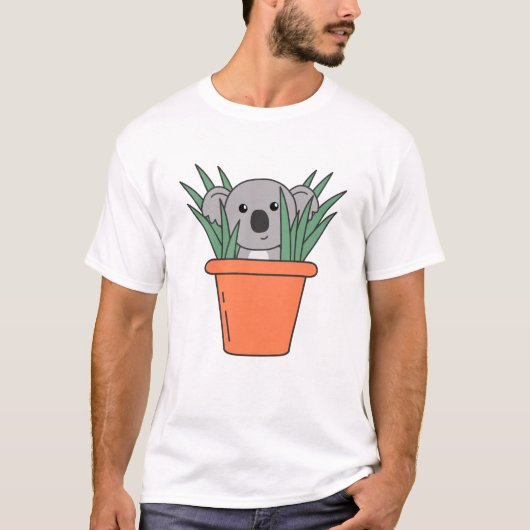 コアラインフラワートップコアラおもしろいベアコアラス Tシャツ (正面)