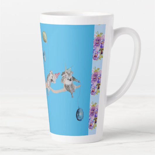 コアラウォーターカラーブルーバースデーパーティーラテマグ カフェラテマグ (右)