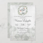 コアラエレガントユーカリ葉の葉の赤ちゃんシャワー 招待状 (正面/裏面)