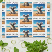 コアラオンザサンディビーチハッピーイースター キッチンタオル (折り畳み)