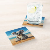 コアラオンザサンディビーチ ガラスコースター (アングル)