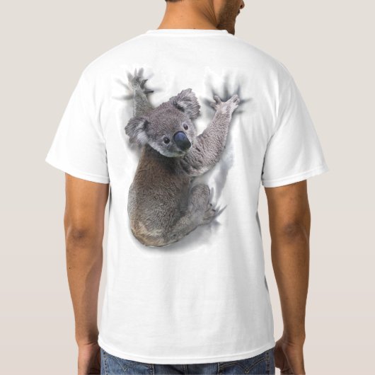 コアラオンバックつるかわいいクマのオーストラリア動物 Tシャツ (裏面)