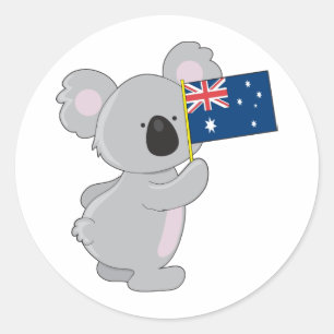 コアラオーストラリア国旗 ラウンドシール