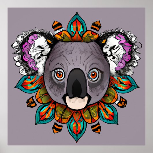 コアラカラフルマンダラユニーク&興味深い ポスター (正面)