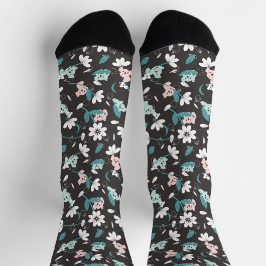 コアラカラフル柄かわいい動物とフローラ ソックス (上部)