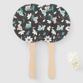 コアラカラフル柄かわいい動物とフローラ ハンドファン (正面&裏面)