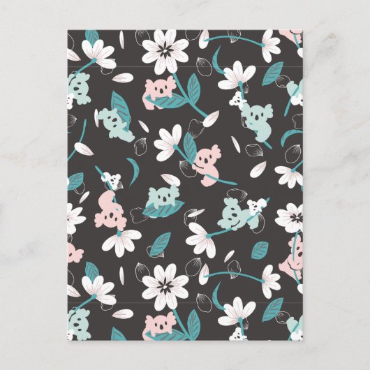 コアラカラフル柄かわいい動物とフローラ ポストカード (正面)