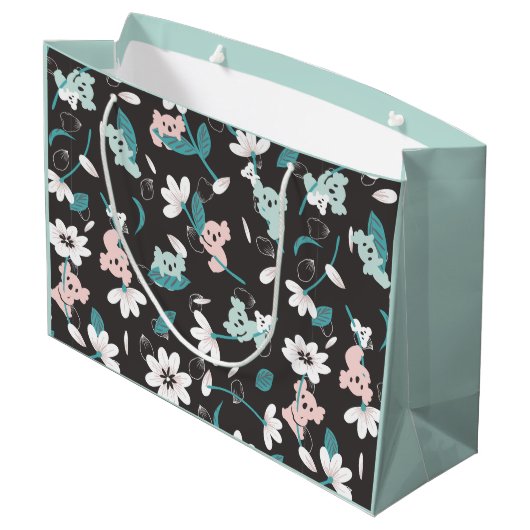 コアラカラフル柄かわいい動物とフローラ ラージペーパーバッグ (裏面アングル)